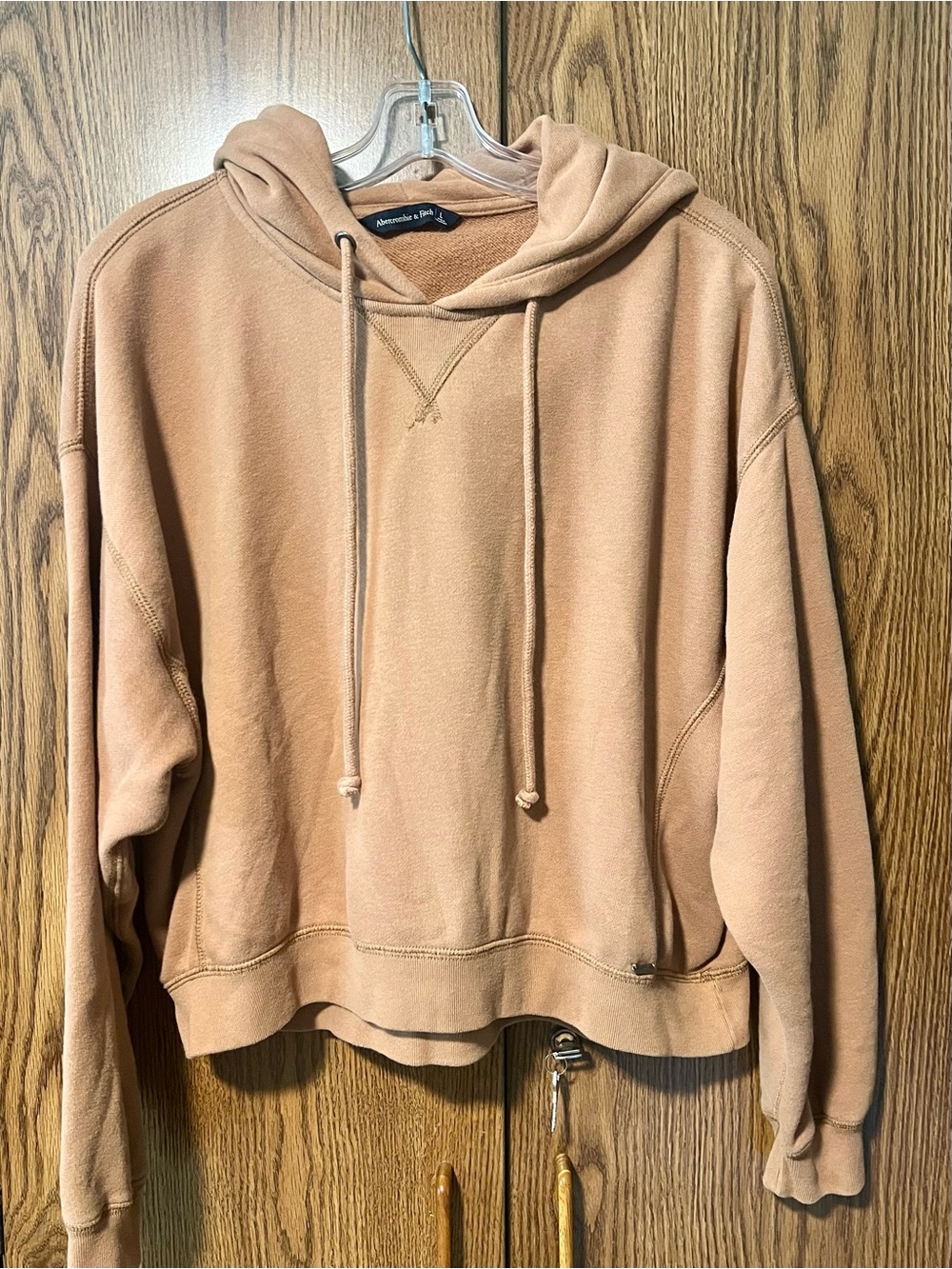 Abercrombie & Fitch Cropped Hoodie in Light Tan